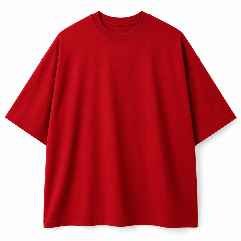 Oversized Premium Cotton T-Shirt – Crimson Red | Jhouky Jeks